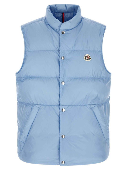 Blue Polyamide Sleeveless Jacket