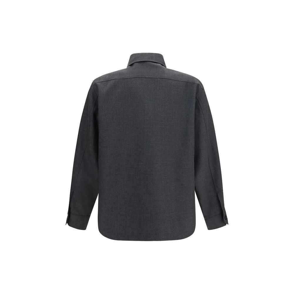 Gray Polyester Full-Length Jacket