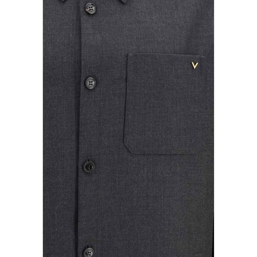 Gray Polyester Full-Length Jacket