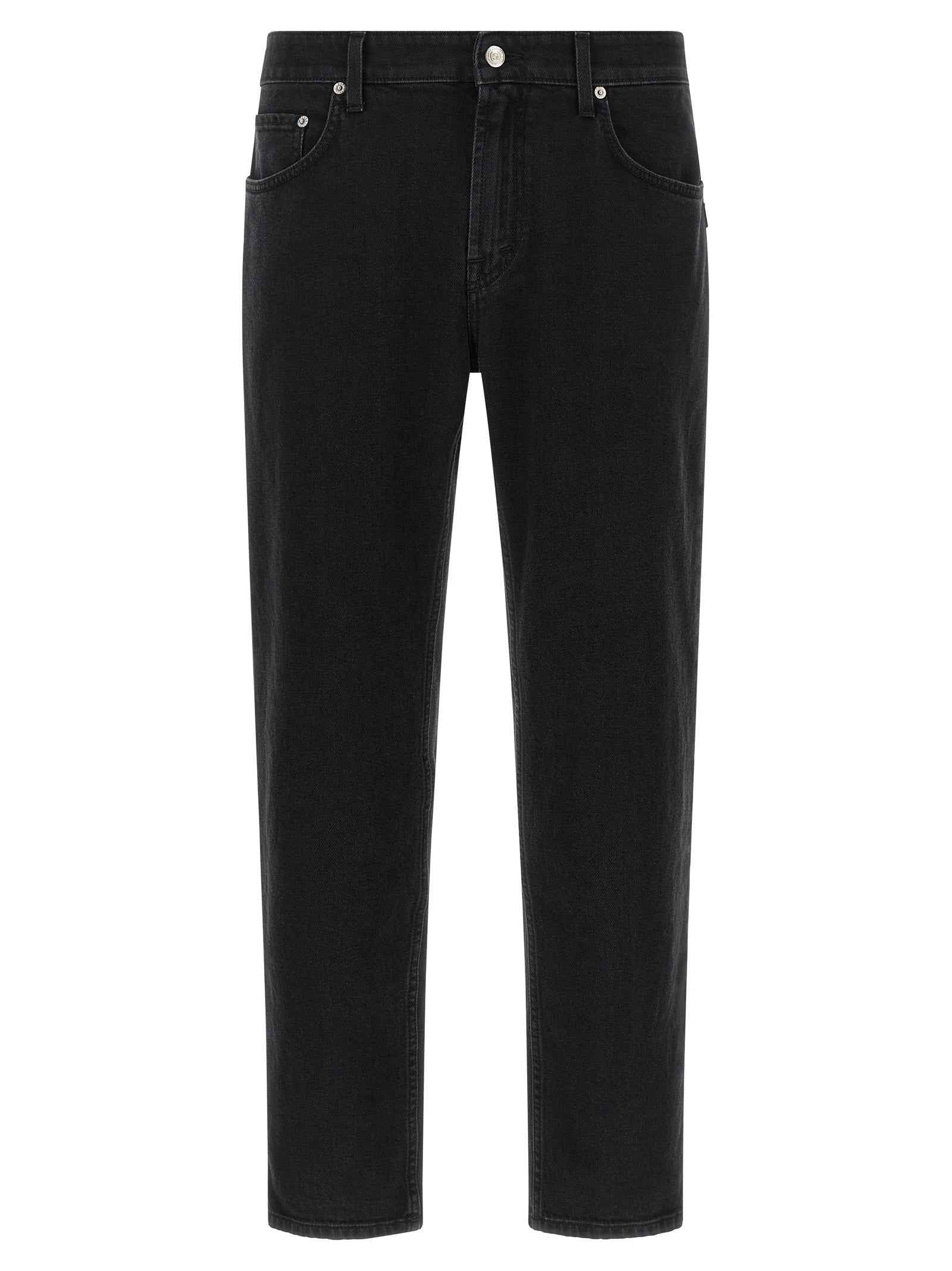 Black Cotton Cropped Jeans