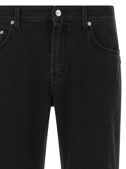 Black Cotton Cropped Jeans