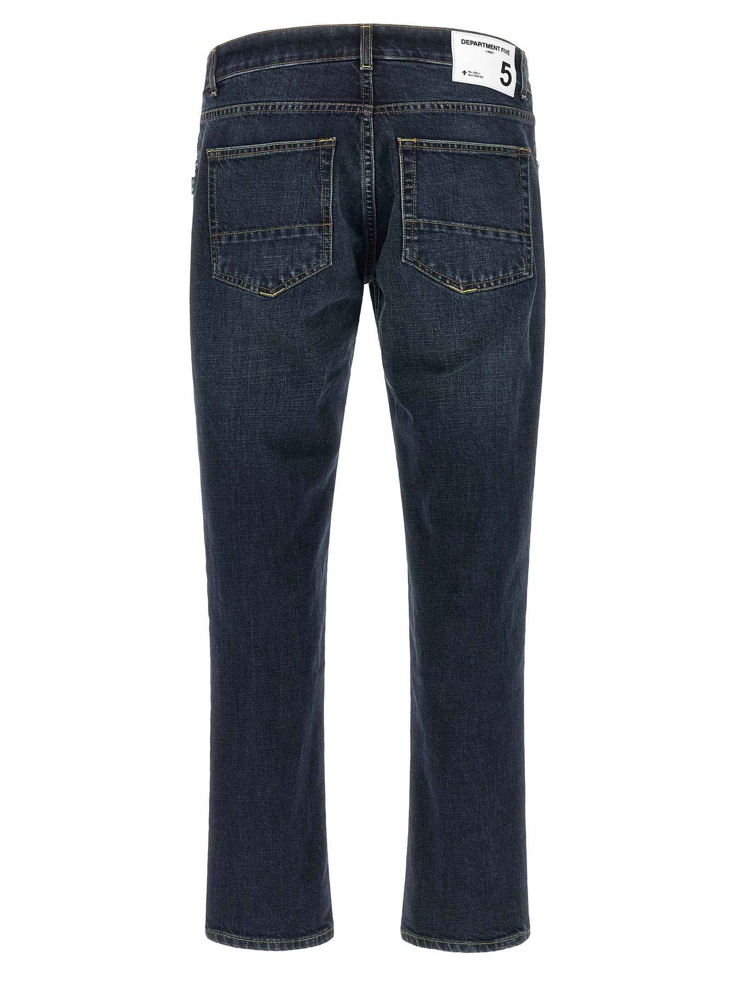 Blue Cotton Cropped Jeans