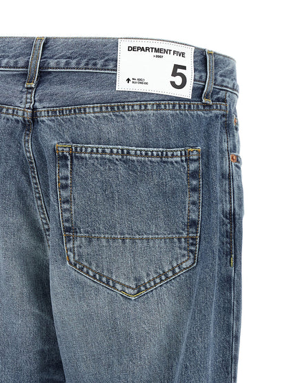 Blue Cotton Tapered Jeans