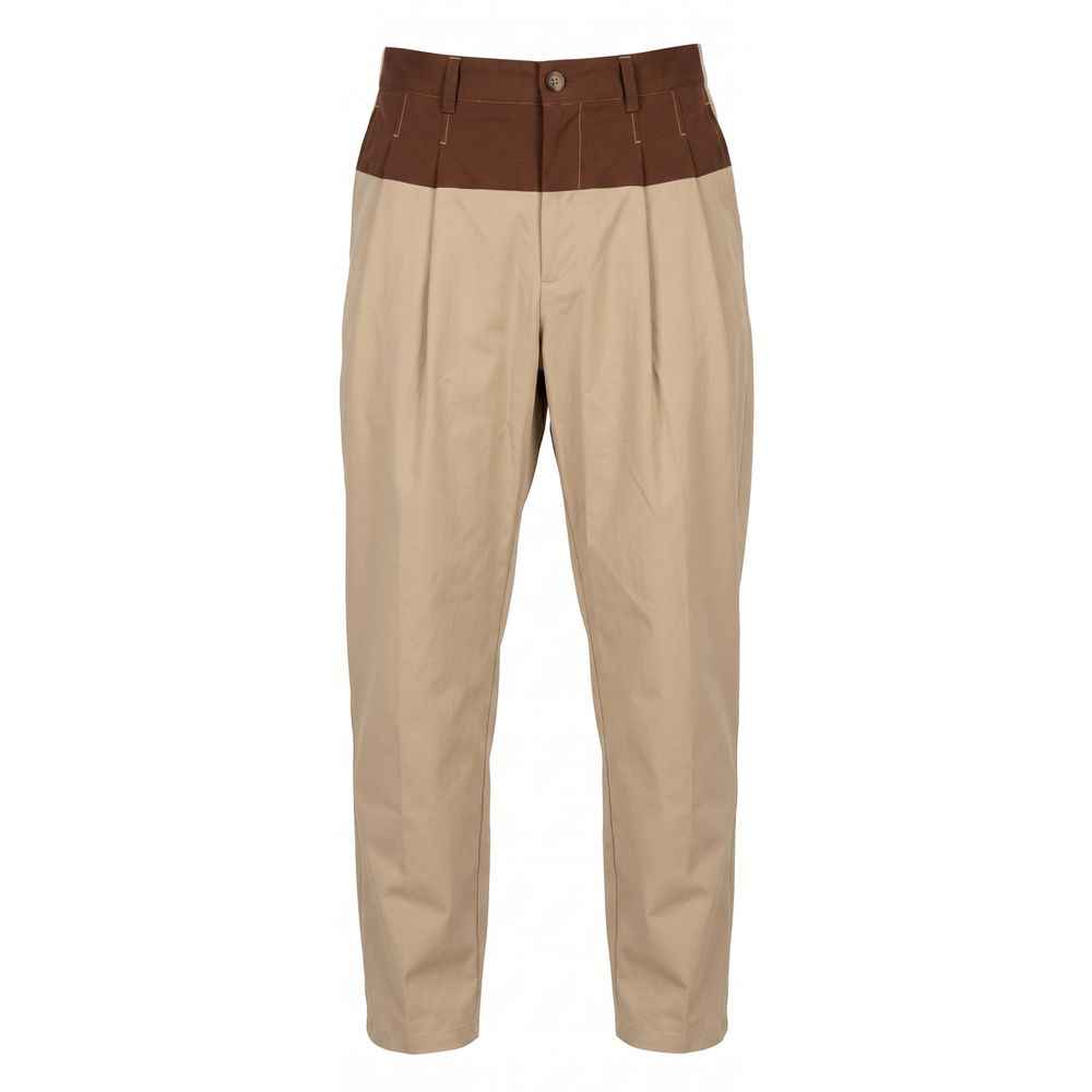 Beige Cotton Mens Pants