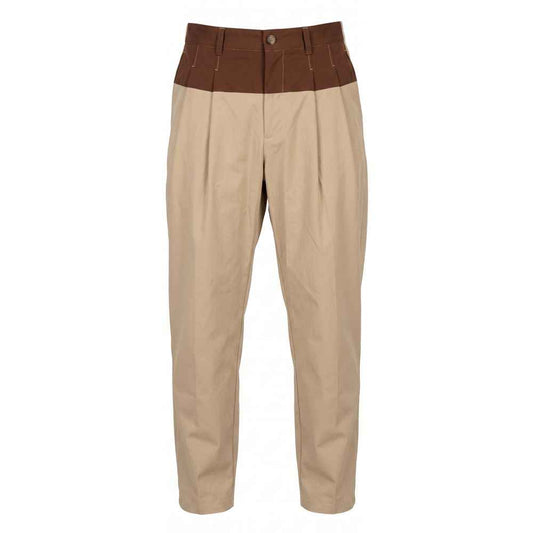 Beige Cotton Mens Pants