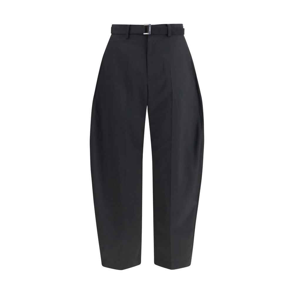Black Polyester Casual Pants
