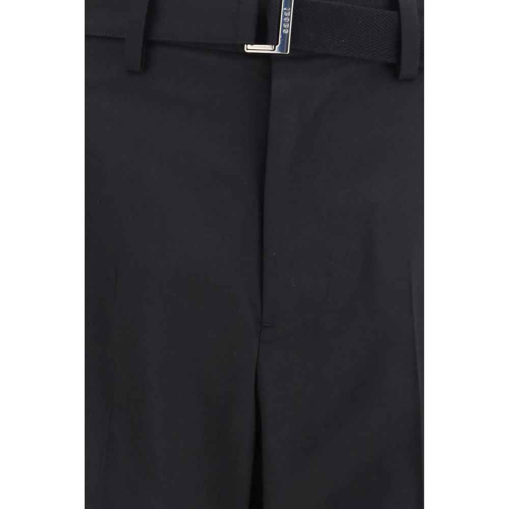 Black Polyester Casual Pants
