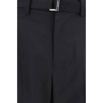 Black Polyester Casual Pants