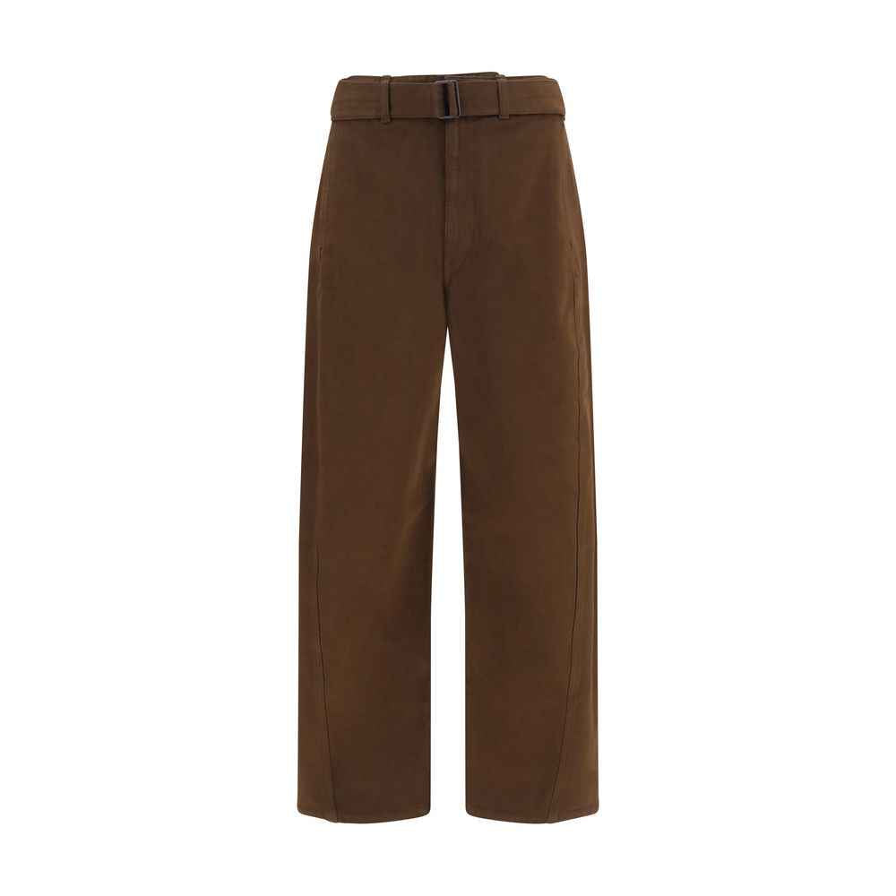 Brown Cotton Casual Pants