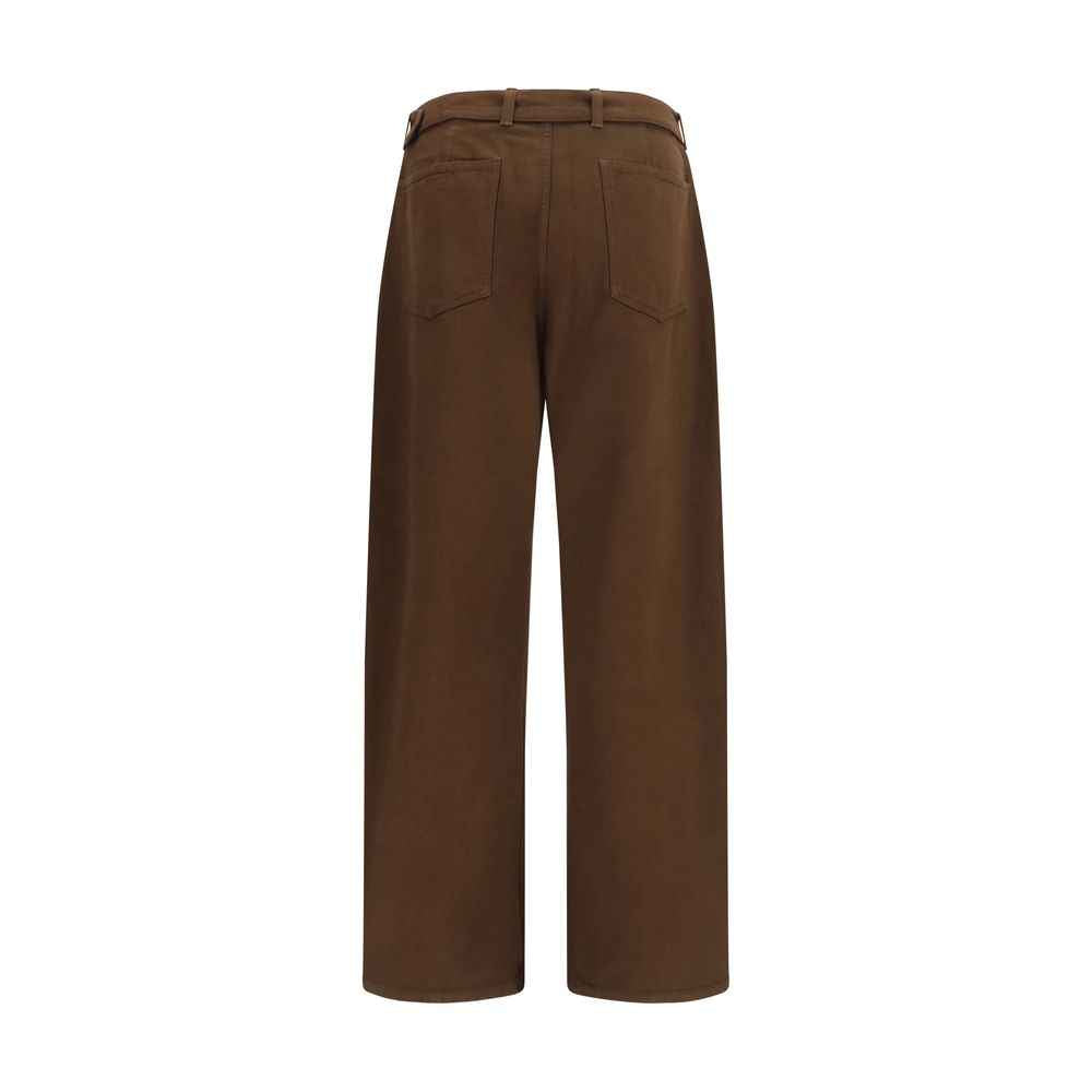 Brown Cotton Casual Pants