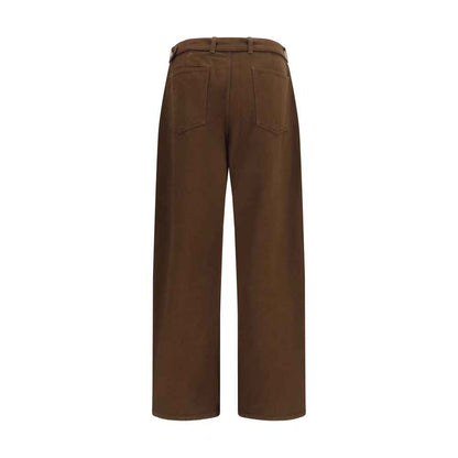 Brown Cotton Casual Pants