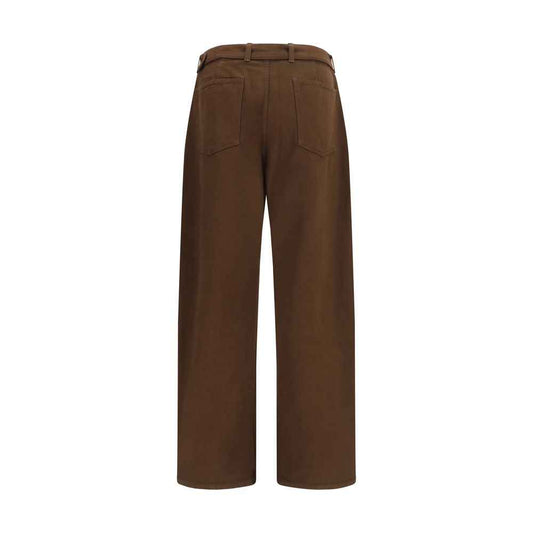 Brown Cotton Casual Pants