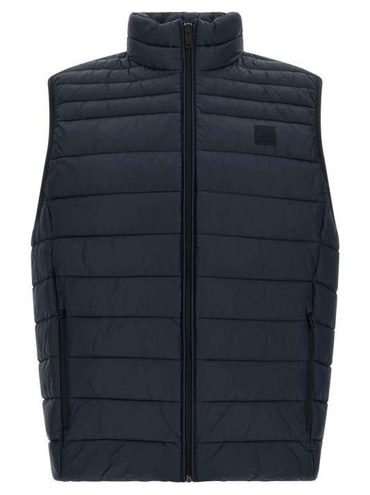 Blue Recycled Polyamide Sleeveless Jacket