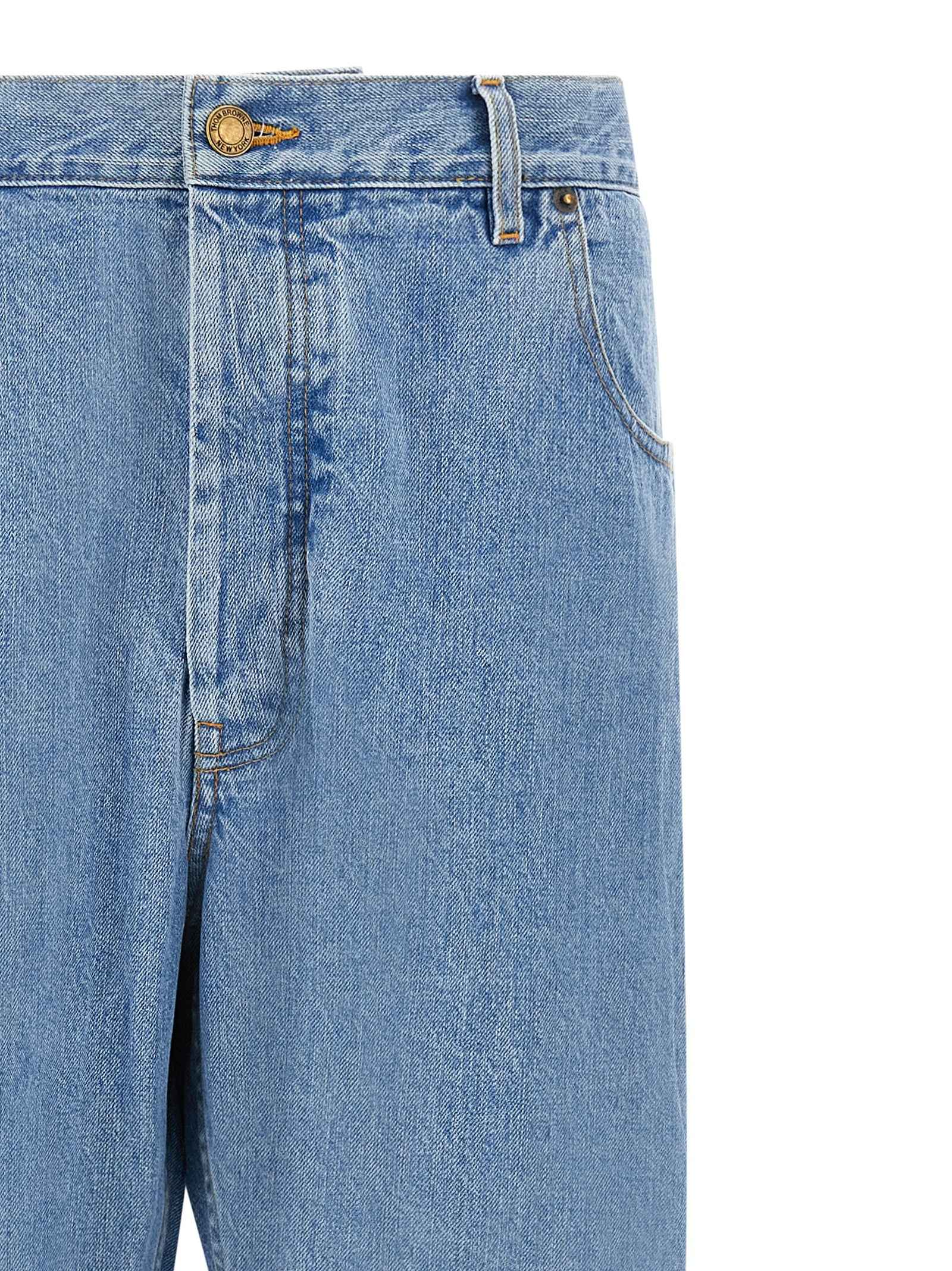Blue Cotton Straight-Leg Jeans