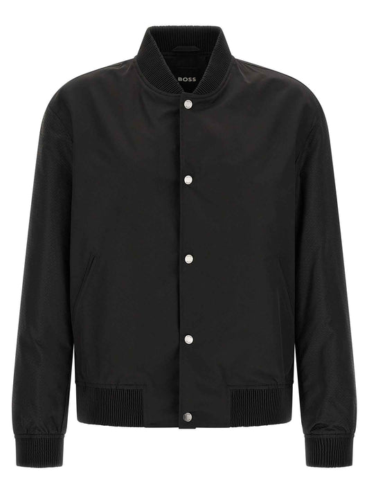 Black Polyester Bomber