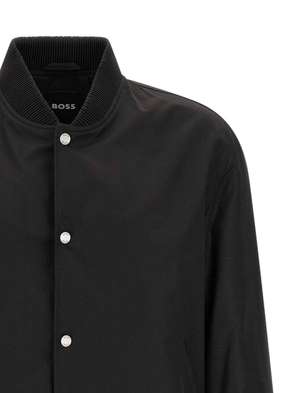 Black Polyester Bomber