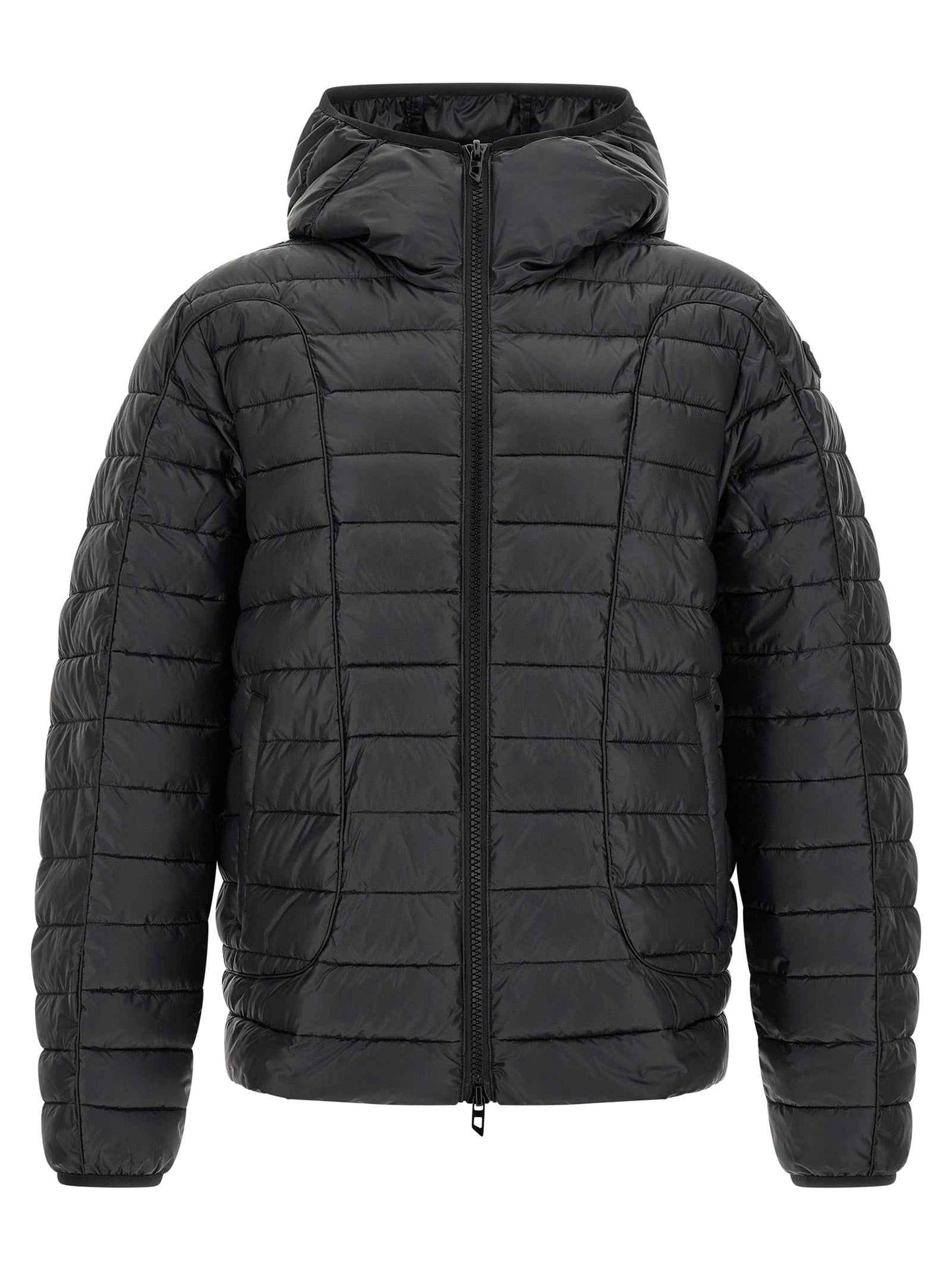 Black Polyester Full-Length Jacket