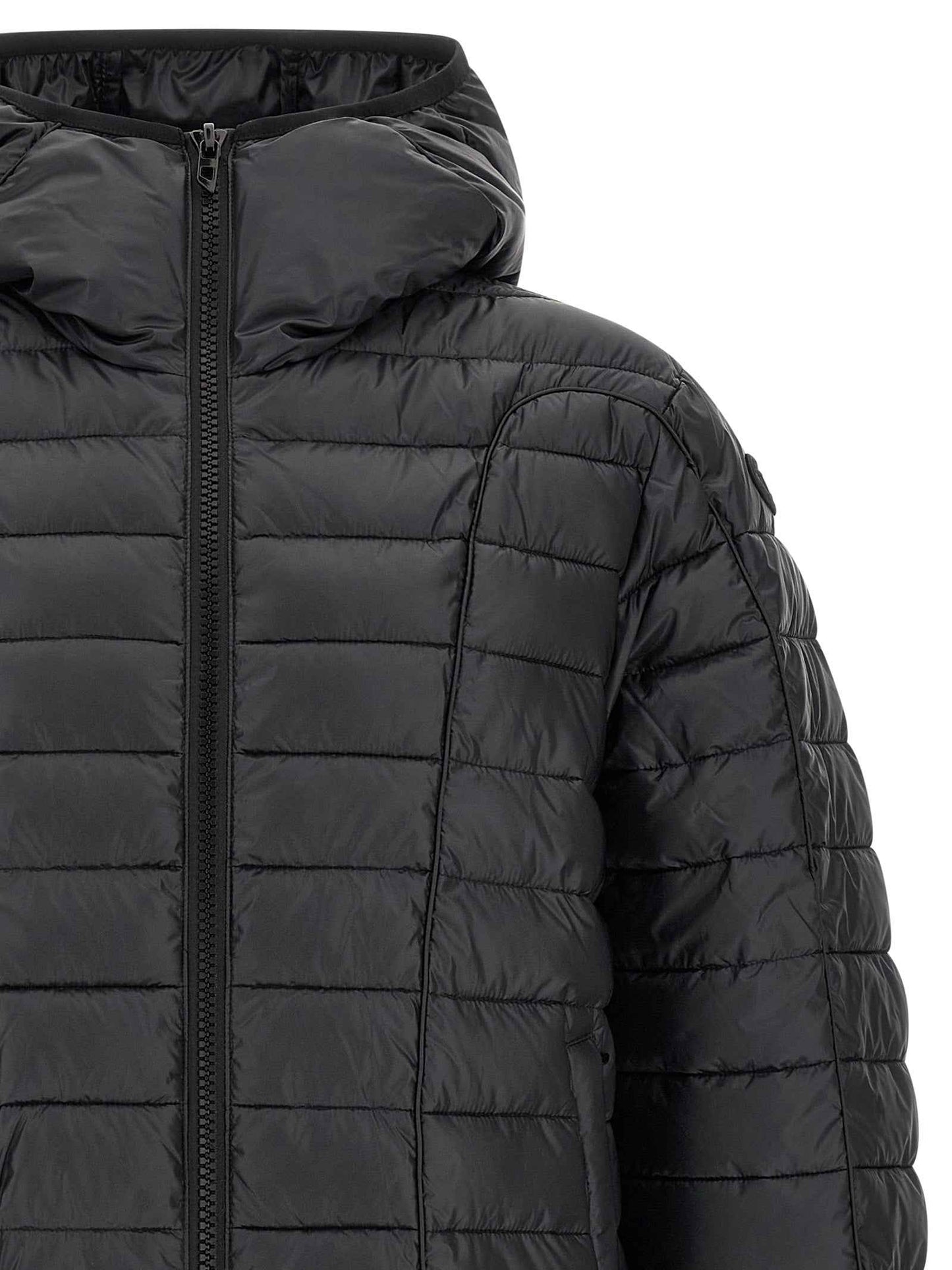 Black Polyester Full-Length Jacket