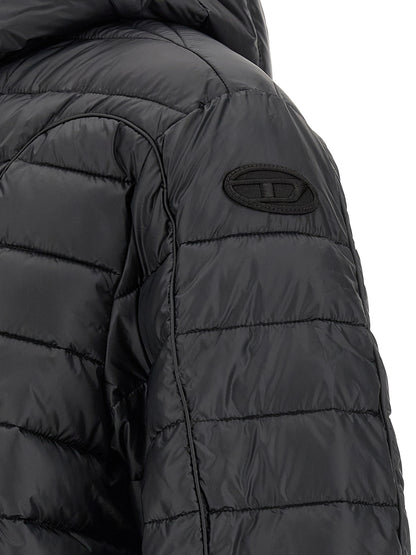 Black Polyester Full-Length Jacket