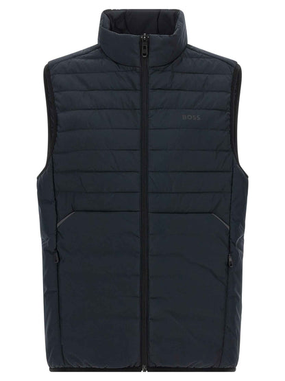 Blue Polyester Sleeveless Jacket