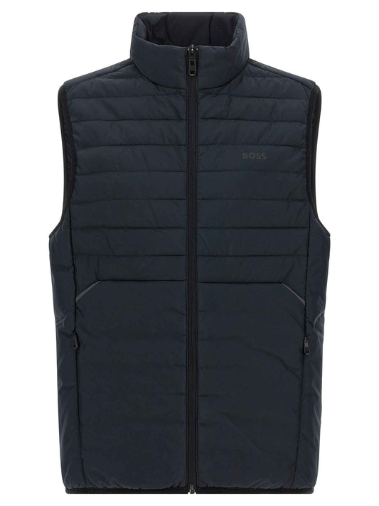 Blue Polyester Sleeveless Jacket