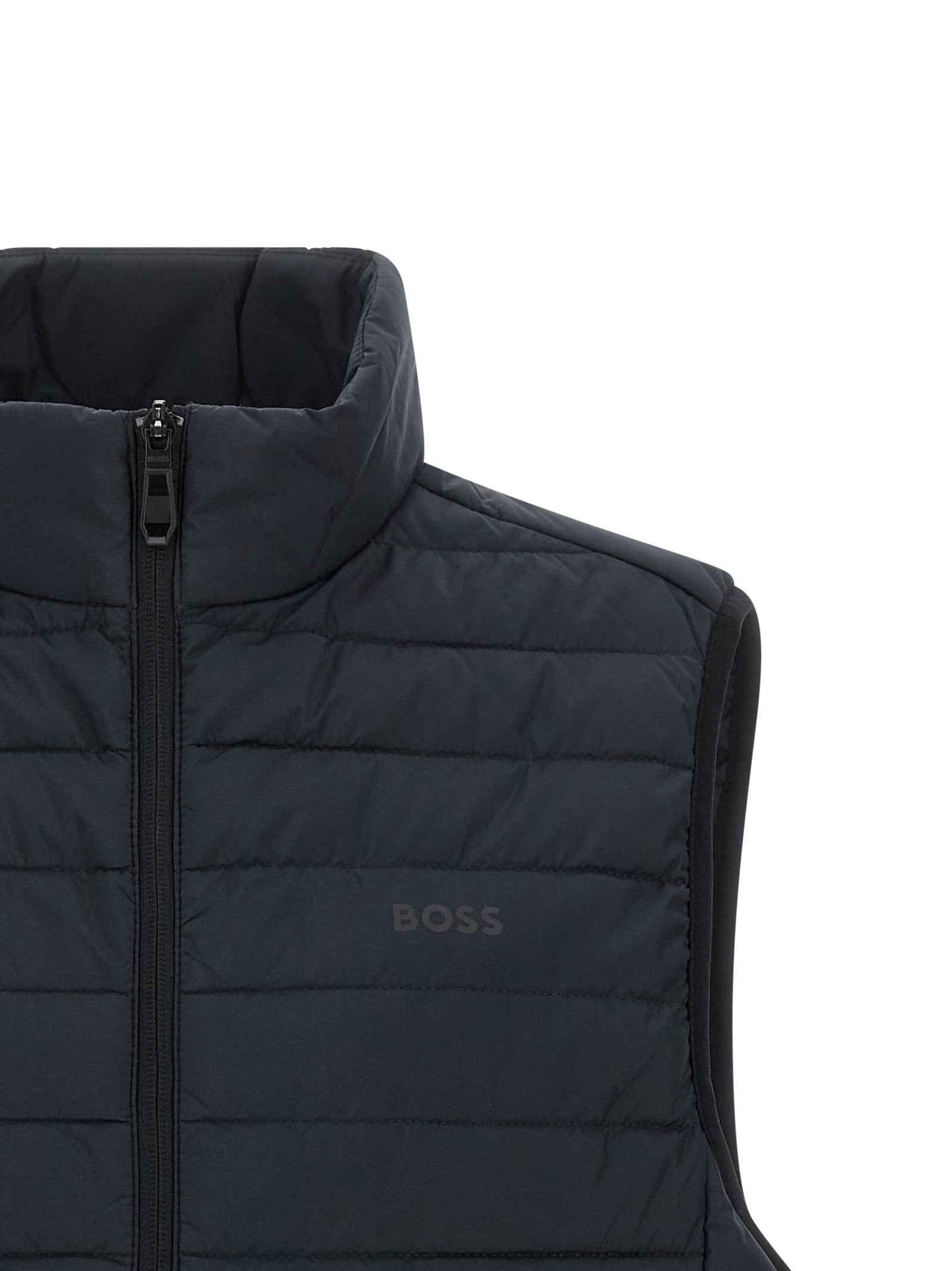 Blue Polyester Sleeveless Jacket