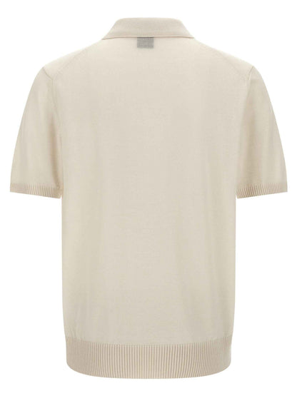 White Virgin Wool Polo Shirt