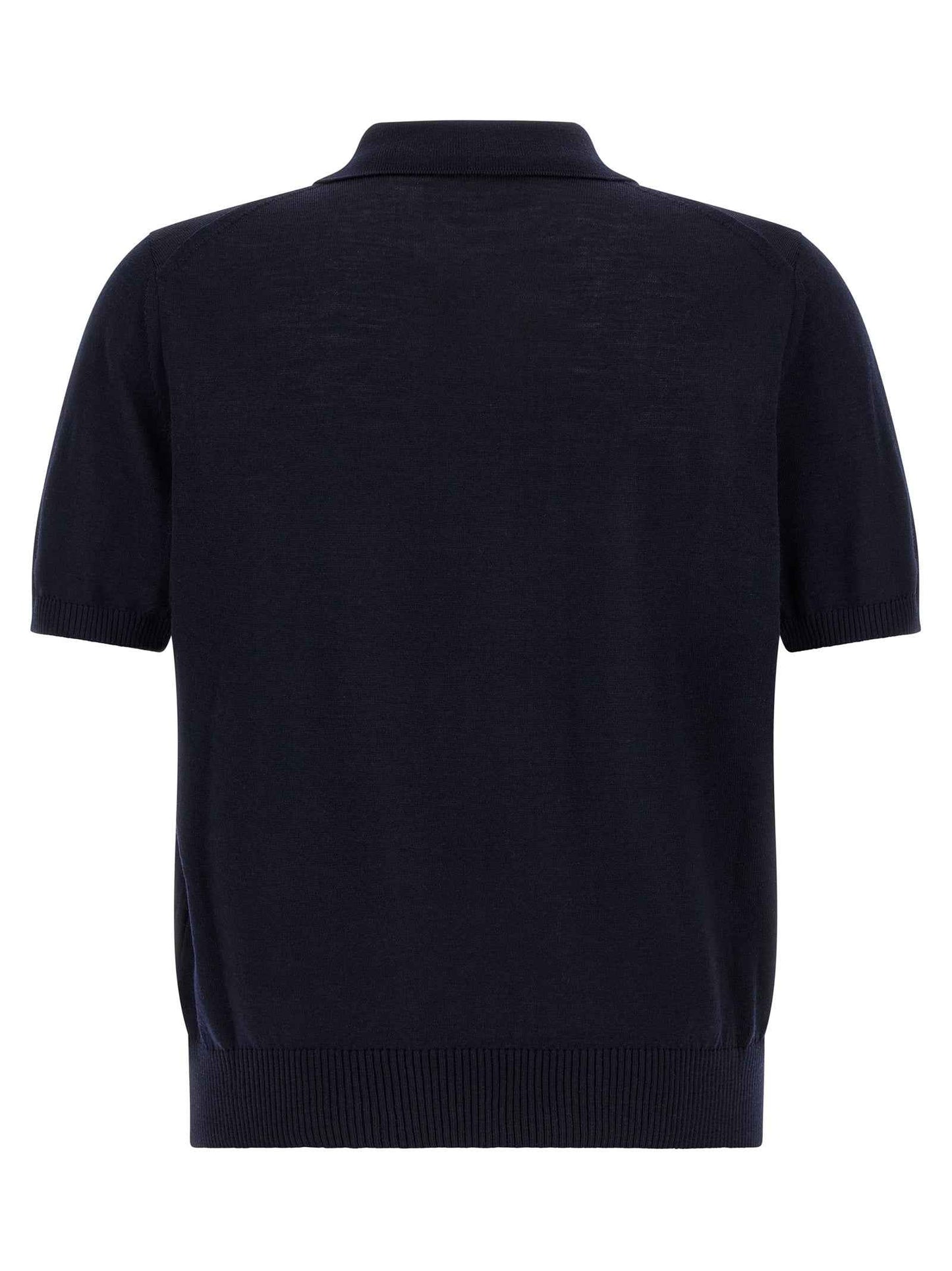 Blue Virgin Wool Polo Shirt