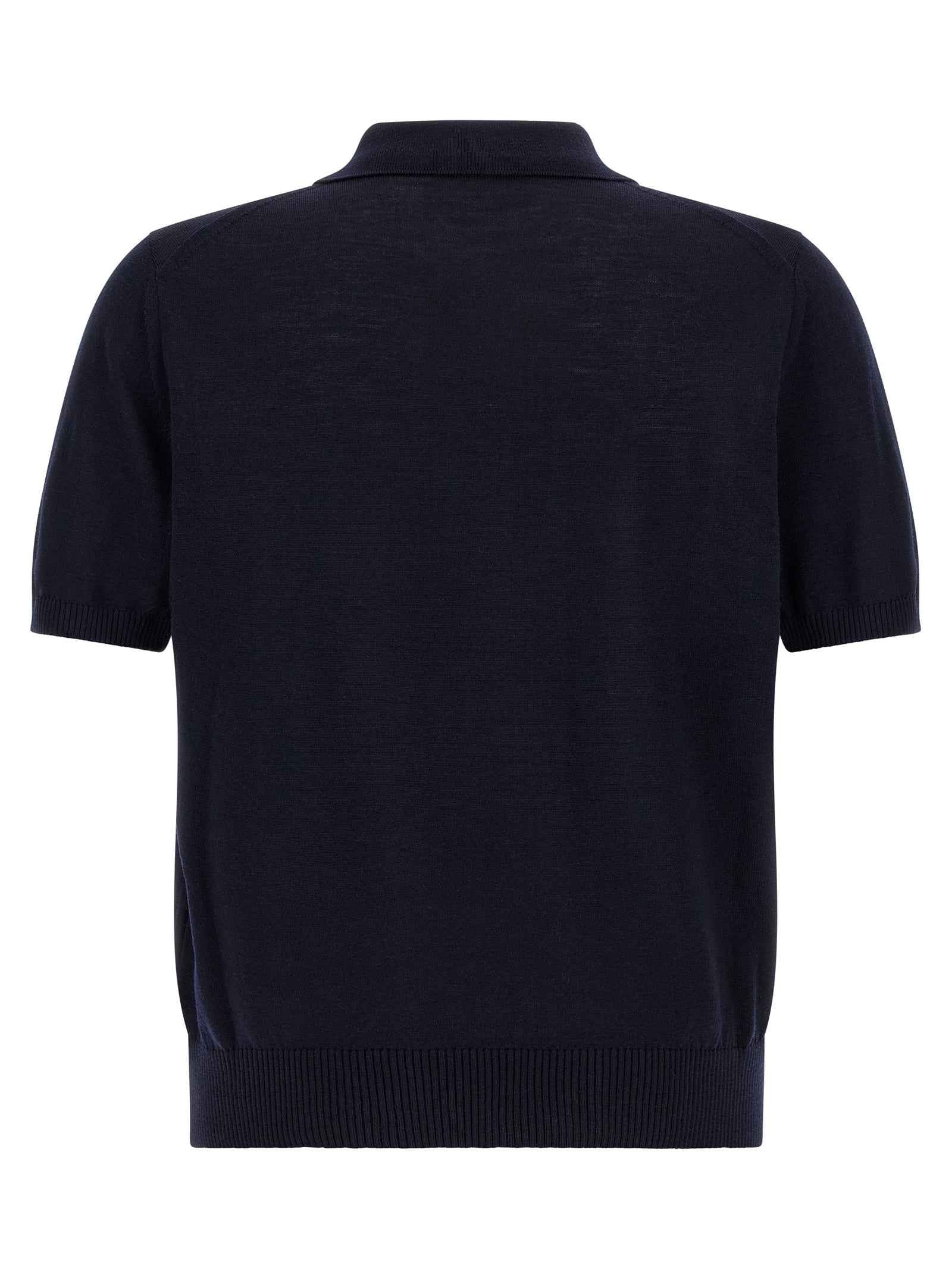 Blue Virgin Wool Polo Shirt