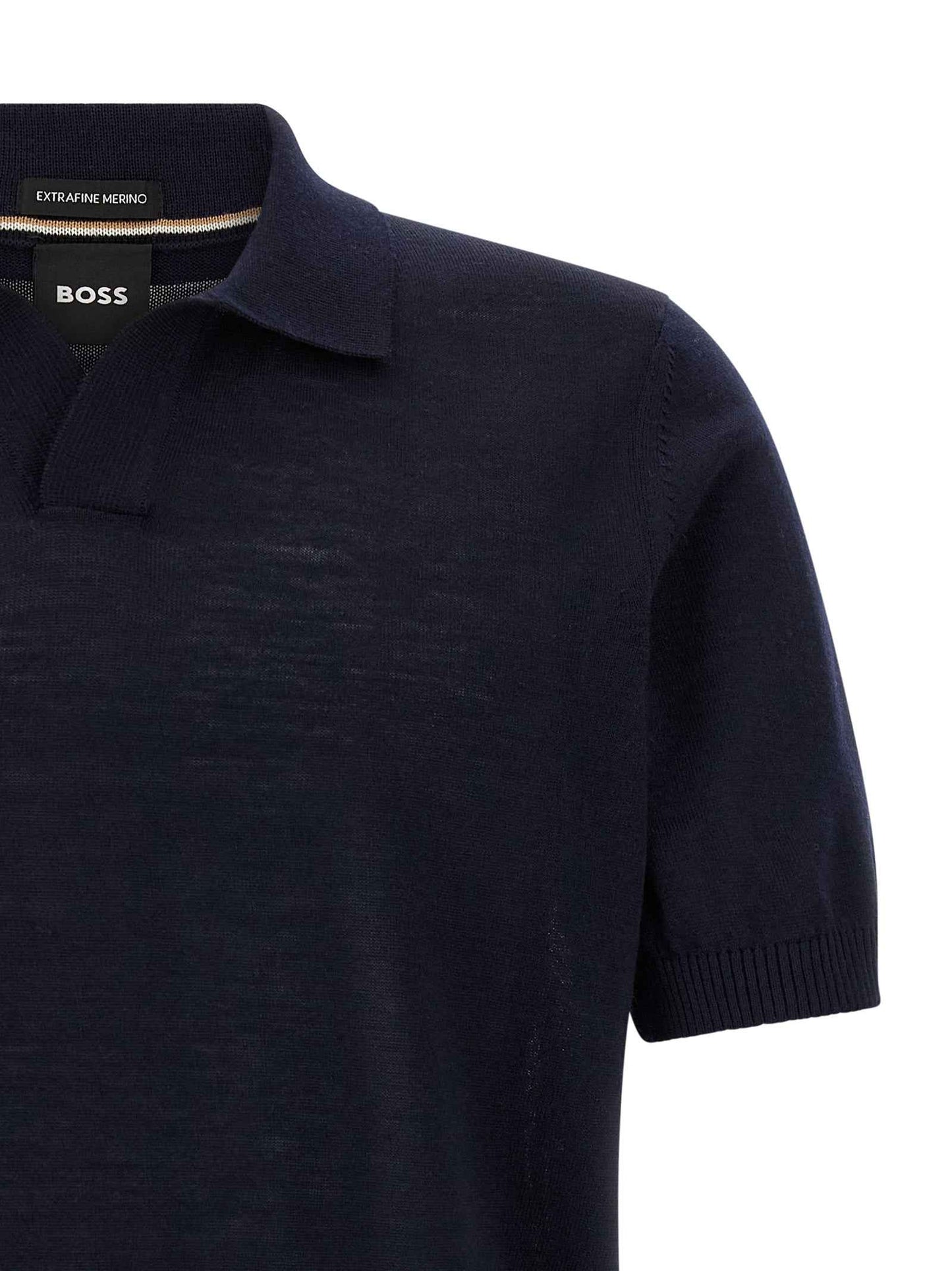 Blue Virgin Wool Polo Shirt