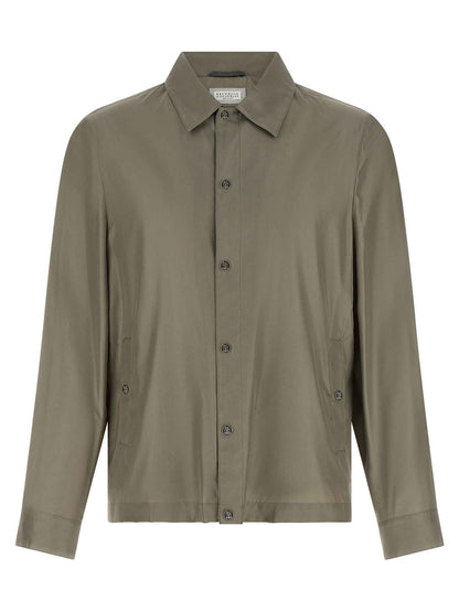 Bicolor Silk Full-Length Jacket