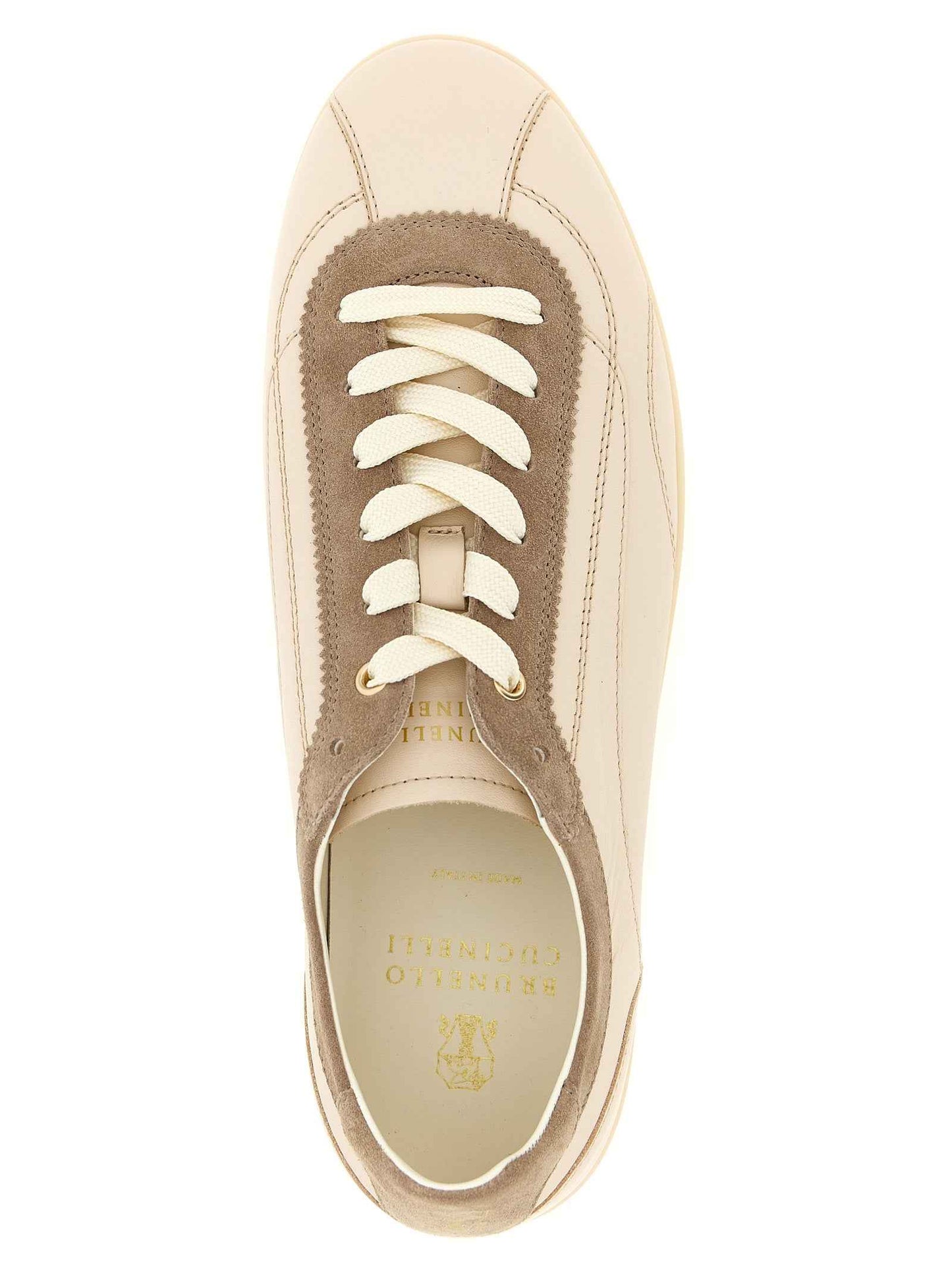 Beige Calfskin Low Top Sneakers