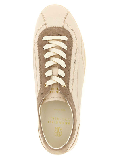 Beige Calfskin Low Top Sneakers