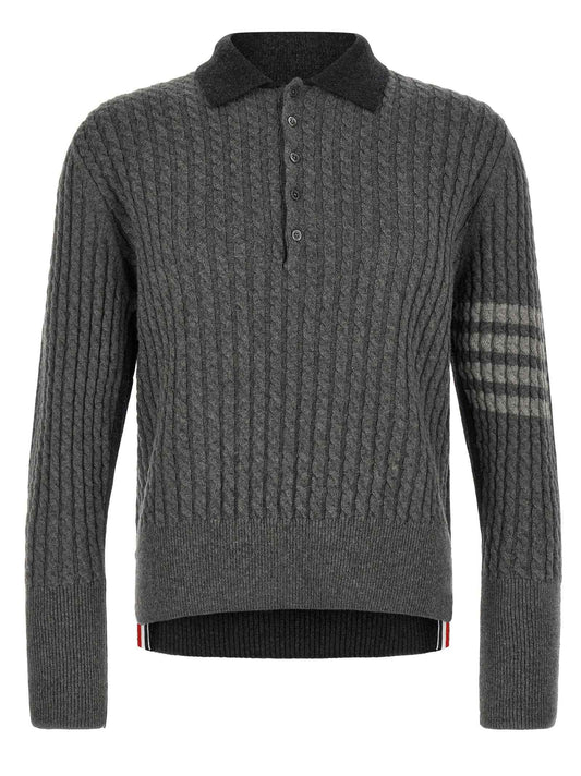 Gray Virgin Wool Polo Shirt