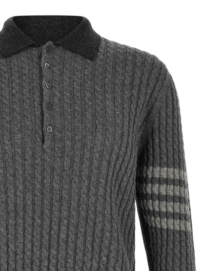 Gray Virgin Wool Polo Shirt