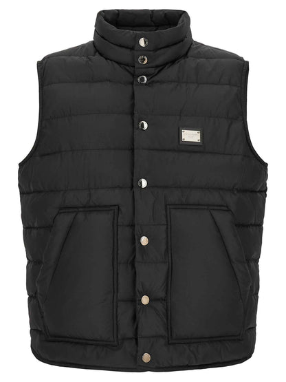 Black Polyester Sleeveless Jacket