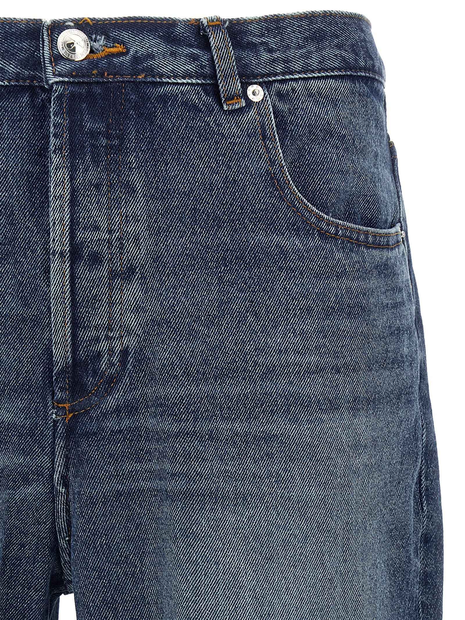 Blue Cotton Straight-Leg Jeans