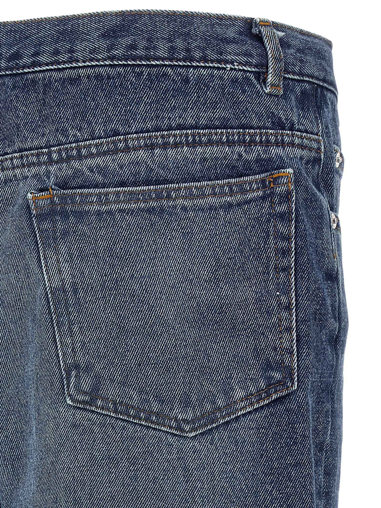 Blue Cotton Straight-Leg Jeans