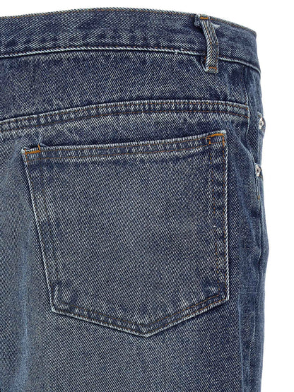 Blue Cotton Straight-Leg Jeans