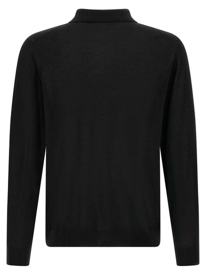 Black Wool Polo Shirt