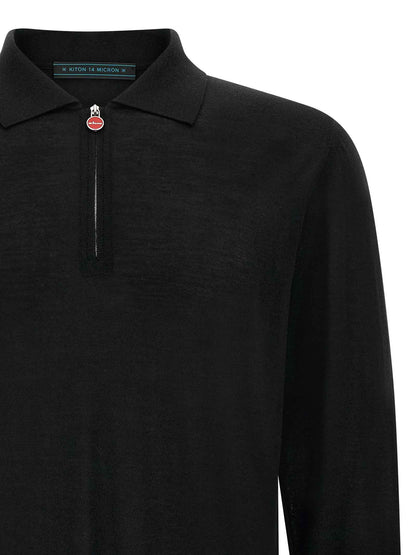 Black Wool Polo Shirt