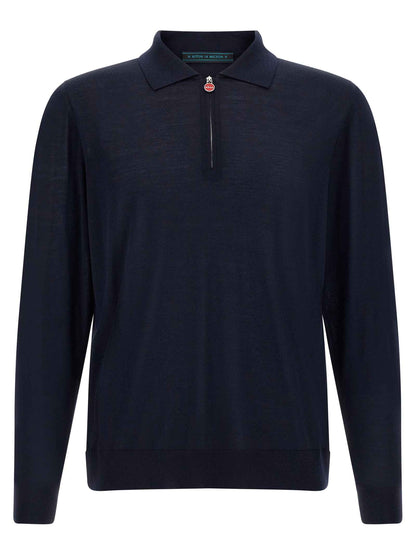 Blue Wool Polo Shirt