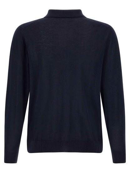 Blue Wool Polo Shirt