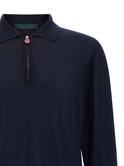 Blue Wool Polo Shirt