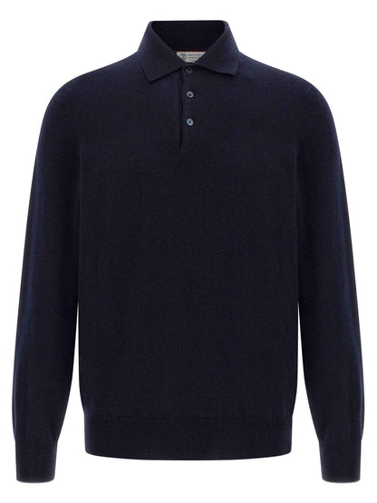 Blue Cashmere Polo Shirt