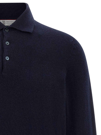 Blue Cashmere Polo Shirt