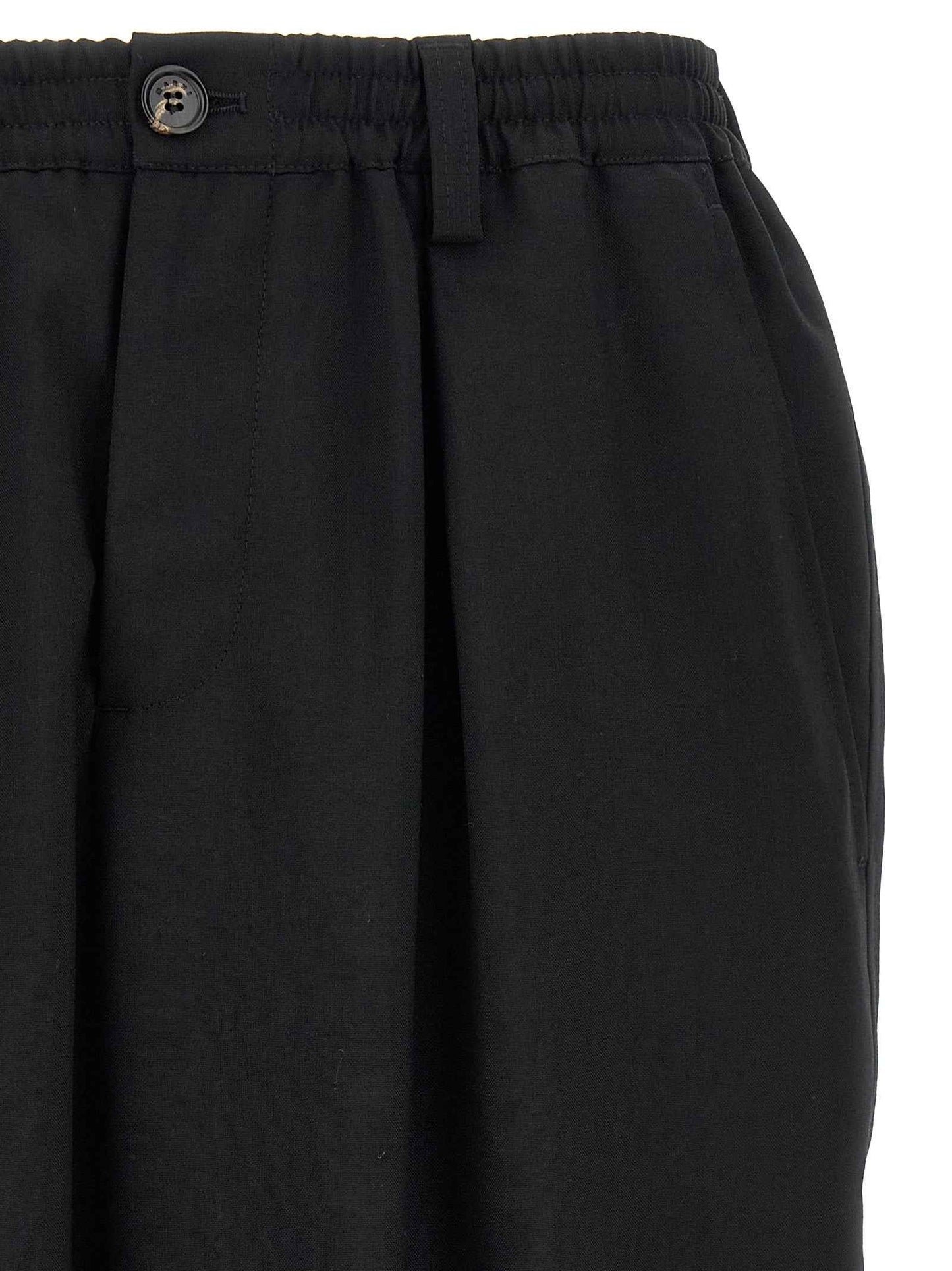 Black Virgin Wool Cropped Pants