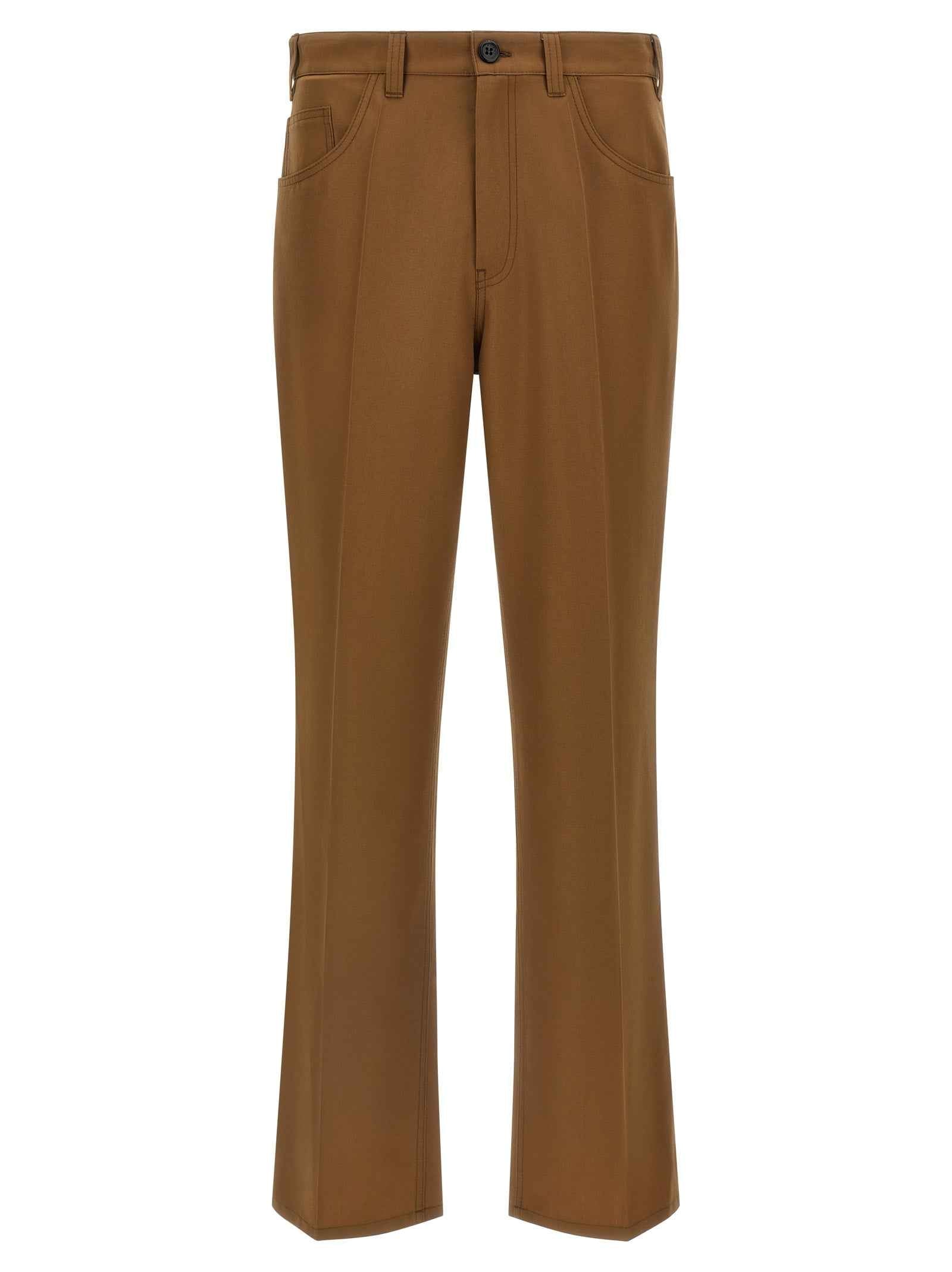 Brown Virgin Wool Casual Pants