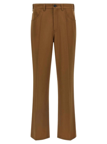 Brown Virgin Wool Casual Pants