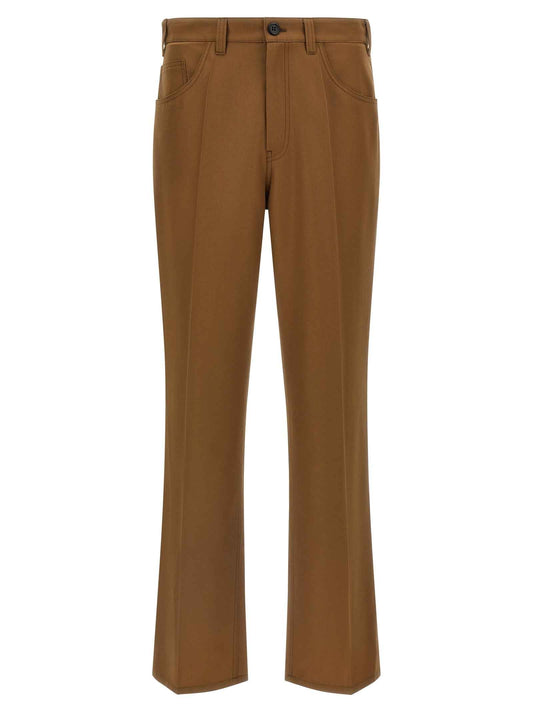 Brown Virgin Wool Casual Pants